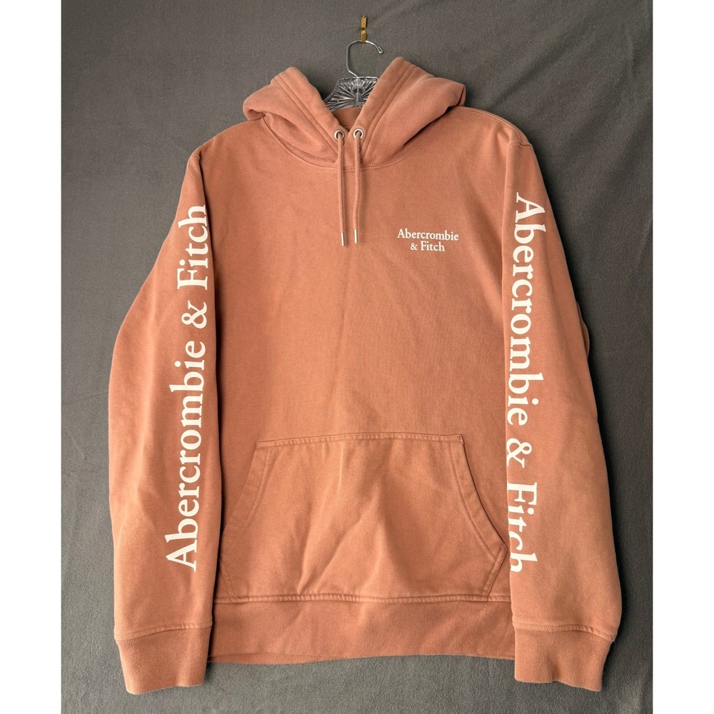 Abercrombie & Fitch Women's Hoodie Size L Brown Logo Sleeve Pullover Sweatshirt